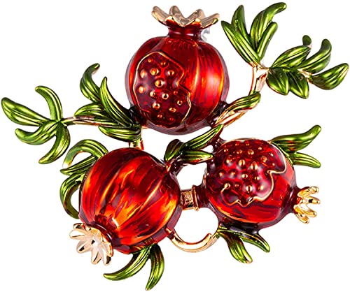 U-M Vintage Frauen Granatapfel Blumenform Emaille Brosche, Klassisch, Rot, Brosche von U-M