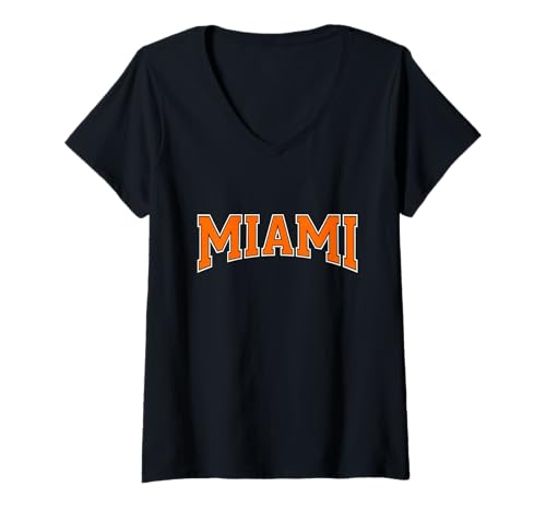 Damen U Miami Shirt — Throwback-Design — Klassisch T-Shirt mit V-Ausschnitt von U Miami Shirt - Throwback Design - Classic
