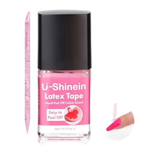 Liquid Latex for Nails, Peel-Off Cuticle Protector for Nail Polish Skin Barrier Protector Nail Care Liquid Latex Tape (For Home Nail Salon) 15ml Pink Cuticle Protection Tape Gift for Women von U-Shinein