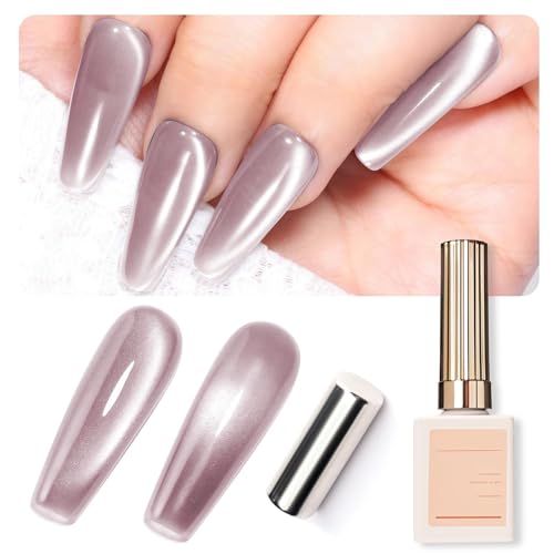 U-Shinein Cat Eye Gel Nail Polish,Holographic Shimmer Cat UV Nail Polish Ice Pink Cat Eye Gel,Jelly Crystals Cat Eye UV Gel Soak Off UV Nail Polish With Magnetic Stick for Nail Art,15ml von U-Shinein