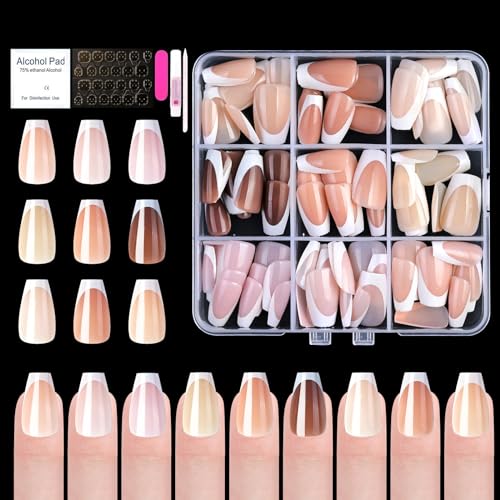 U-Shinein French Press On Nails, 9 Colors French Fake Nails, Full Cover French Nail Tips, 135 Pieces Short False Nails with Pre-Applied Base Coat & Tip Primer, Pre-made French Tips for Women, 02 U-Shinein French Press On Nails, 9 Colors French Fake Nails, Full Cover French Nail Tips, 135 Pieces Short False Nails with Pre-Applied Base Coat & Tip Primer, Pre-made French Tips for Women, 02 von U-Shinein