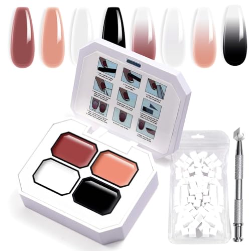 U-Shinein Gradient Painting Gel, 4 Colors Ombre Gel Nail Polish with 50Pcs Nail Sponges & 4 Claws Metal Grabber for French Manicure DIY Nail Art,Set D von U-Shinein