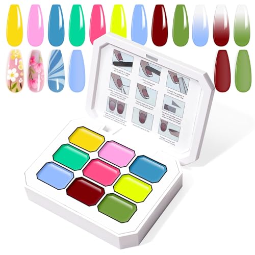U-Shinein Gradient Painting Gel, 9 Colors Ombre Gel Nail Polish for Ombre Nails Aura Nails, French Manicure DIY Nail Art,Palette A1 von U-Shinein