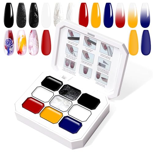 U-Shinein Gradient Painting Gel, 9 Colors Ombre Gel Nail Polish for Ombre Nails Aura Nails, French Manicure DIY Nail Art,Palette A9 von U-Shinein