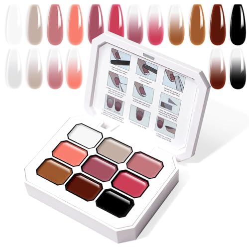 U-Shinein Gradient Painting Gel, 9 Colors Ombre Gel Nail Polish for Ombre Nails Aura Nails, French Manicure DIY Nail Art,Palette B von U-Shinein