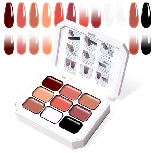 U-Shinein Gradient Painting Gel, 9 Colors Ombre Gel Nail Polish for Ombre Nails Aura Nails, French Manicure DIY Nail Art,Palette E von U-Shinein