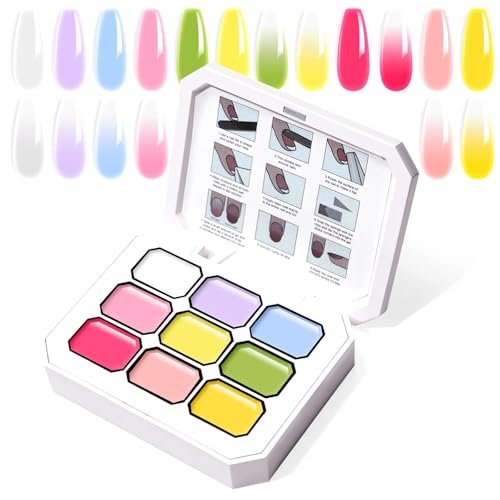 U-Shinein Gradient Painting Gel, 9 Colors Ombre Gel Nail Polish for Ombre Nails Aura Nails, French Manicure DIY Nail Art,Palette J U-Shinein Gradient Painting Gel, 9 Colors Ombre Gel Nail Polish for Ombre Nails Aura Nails, French Manicure DIY Nail Art,Palette J von U-Shinein