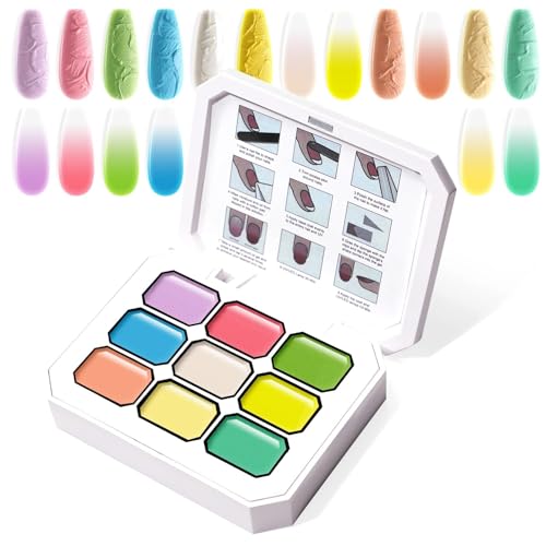 U-Shinein Gradient Painting Gel, 9 Colors Ombre Gel Nail Polish for Ombre Nails Aura Nails, French Manicure DIY Nail Art,Palette N von U-Shinein