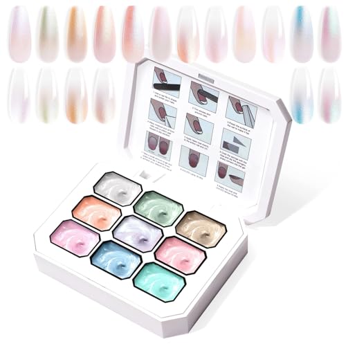 U-Shinein Gradient Painting Gel, 9 Colors Ombre Gel Nail Polish for Ombre Nails Aura Nails, French Manicure DIY Nail Art,Palette S von U-Shinein
