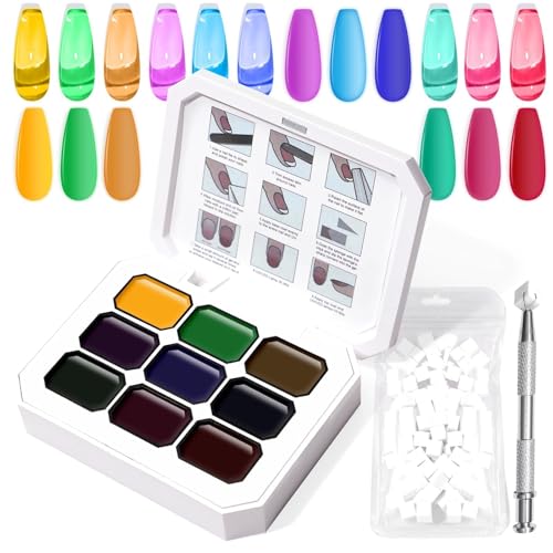 U-Shinein Gradient Painting Gel, 9 Colors Ombre Gel Nail Polish with 100Pcs Nail Sponges & 4 Claws Metal Grabber for French Manicure DIY Nail Art,Set Y von U-Shinein
