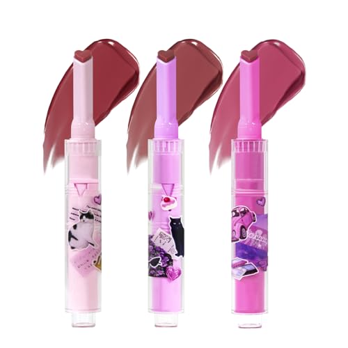 U-Shinein Jelly Lipstick Set, 3PCS Moisturising Lip Balm Lipstick, Long Lasting Hydrating Heart Shape Lipstick, Non Sticky Lip Glaze, Lip Gross Lip Makeup Pen(04+05+06) von U-Shinein