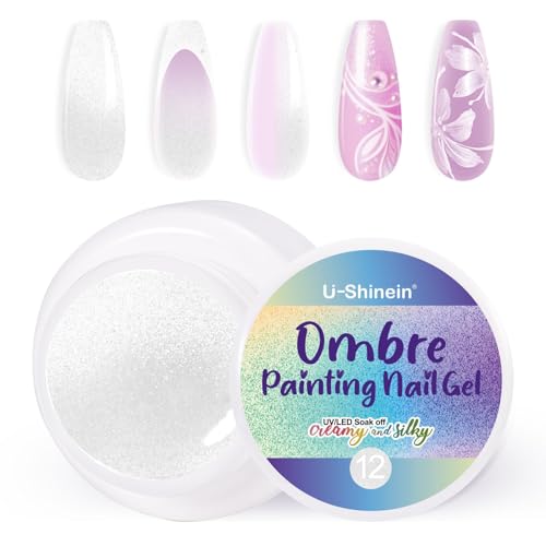 U-Shinein Ombre Gel Nail Polish,Spring Summer Colorful Painting Nail Gel for Ombre Nails Aura Nails, French Manicure Diy Nail Art #12 Pearl White von U-Shinein