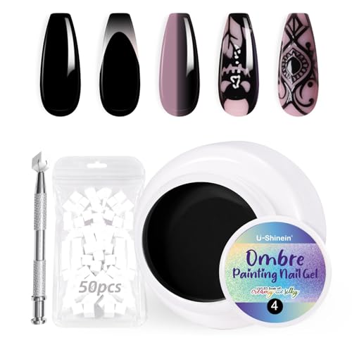 U-Shinein Ombre Gel Nail Polish Set,Colorful Painting Nail Gel with 50Pcs Nail Sponges & 4 Claws Metal Grabber for DIY Nail Art #04 Black U-Shinein Ombre Gel Nail Polish Set,Colorful Painting Nail Gel with 50Pcs Nail Sponges & 4 Claws Metal Grabber for DIY Nail Art #04 Black von U-Shinein