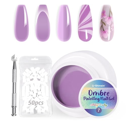 U-Shinein Ombre Gel Nail Polish Set,Colorful Painting Nail Gel with 50Pcs Nail Sponges & 4 Claws Metal Grabber for DIY Nail Art #07Purple U-Shinein Ombre Gel Nail Polish Set,Colorful Painting Nail Gel with 50Pcs Nail Sponges & 4 Claws Metal Grabber for DIY Nail Art #07Purple von U-Shinein