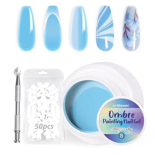 U-Shinein Ombre Gel Nail Polish Set,Colorful Painting Nail Gel with 50Pcs Nail Sponges & 4 Claws Metal Grabber for DIY Nail Art #08 Blue U-Shinein Ombre Gel Nail Polish Set,Colorful Painting Nail Gel with 50Pcs Nail Sponges & 4 Claws Metal Grabber for DIY Nail Art #08 Blue von U-Shinein