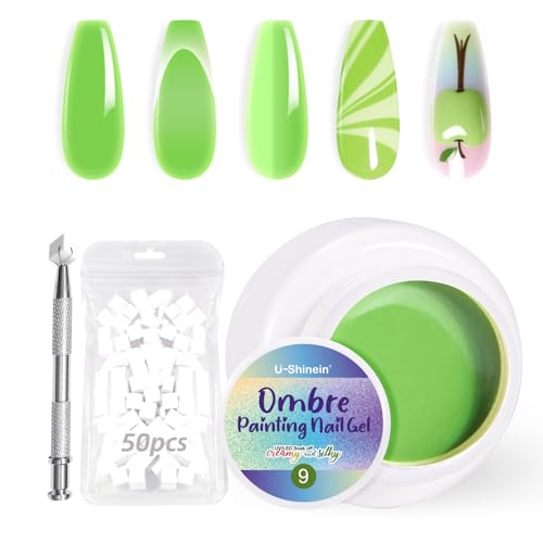 U-Shinein Ombre Gel Nail Polish Set,Colorful Painting Nail Gel with 50Pcs Nail Sponges & 4 Claws Metal Grabber for DIY Nail Art #09 Green U-Shinein Ombre Gel Nail Polish Set,Colorful Painting Nail Gel with 50Pcs Nail Sponges & 4 Claws Metal Grabber for DIY Nail Art #09 Green von U-Shinein