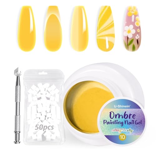 U-Shinein Ombre Gel Nail Polish Set,Colorful Painting Nail Gel with 50Pcs Nail Sponges & 4 Claws Metal Grabber for DIY Nail Art #10 Yellow U-Shinein Ombre Gel Nail Polish Set,Colorful Painting Nail Gel with 50Pcs Nail Sponges & 4 Claws Metal Grabber for DIY Nail Art #10 Yellow von U-Shinein