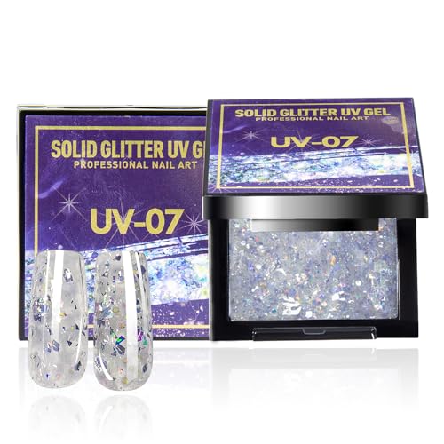 U-Shinein Solid Glitter UV Gel for Nails, Reflective Sequins Nail Gel, Diamond Glitter Gel, Shining Sparkle Polish Gel, Improved Holographic Glitter Gel Polish for Home Salon DIY, 07 von U-Shinein