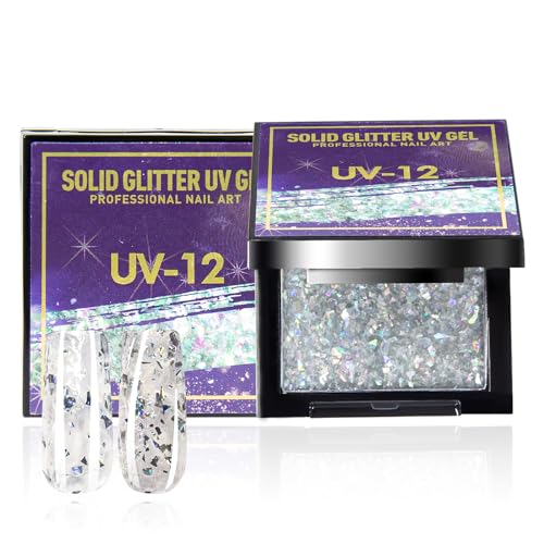 U-Shinein Solid Glitter UV Gel for Nails, Reflective Sequins Nail Gel, Diamond Glitter Gel, Shining Sparkle Polish Gel, Improved Holographic Glitter Gel Polish for Home Salon DIY, 12 von U-Shinein