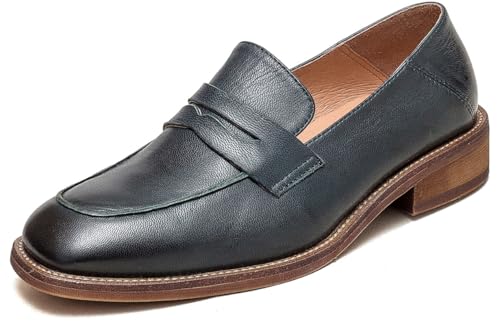 U-lite Damen-Schlupfschuhe aus Schaffellleder – weiche, bequeme und leichte Schuhe mit faltbarem Absatz, Dunkles Olivgrün, 37.5 EU von U-lite