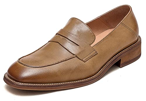 U-lite Damen-Schlupfschuhe aus Schaffellleder – weiche, bequeme und leichte Schuhe mit faltbarem Absatz, Khaki, 37.5 EU von U-lite
