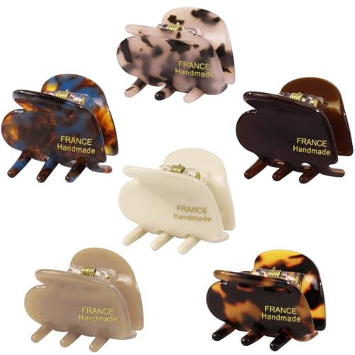 Mini-Haarklammern, 3,1 cm, Schildpatt-Design, kariert, Leopardenmuster, rutschfest, niedlich, kleine Liebesform, französische Acryl-Haarspange für kurze, dicke, dünne Haar-Accessoires für Frauen und Mini-Haarklammern, 3,1 cm, Schildpatt-Design, kariert, Leopardenmuster, rutschfest, niedlich, kleine Liebesform, französische Acryl-Haarspange für kurze, dicke, dünne Haar-Accessoires für Frauen und von U'namay