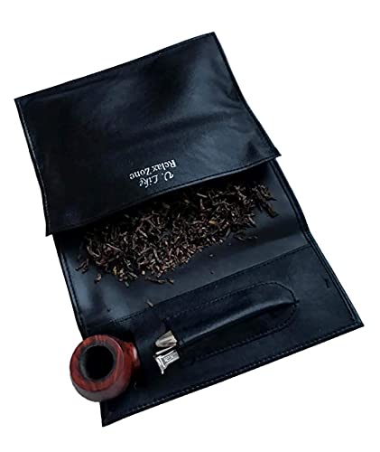 U.Like Relax Zone Tasche zum Aufrollen von Pfeifentabak, zur Aufbewahrung von Tabak, feuchtigkeitsspendendes Etui und Zubehör als Pfeifenstopfer, Pfeifenreiniger (schwarz) von U.Like Relax Zone
