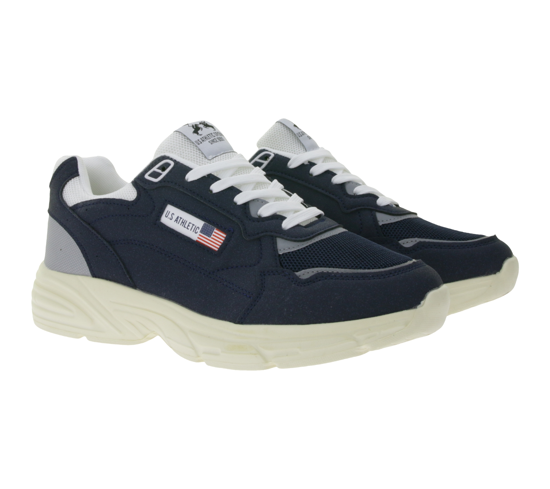 U.S ATHLETIC Flag Herren Freizeit-Sneaker im Overlay-Look Schnür-Schuhe Turnschuhe Navy/Weiß von U.S ATHLETIC