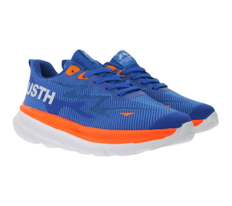 U.S ATHLETIC Nitro Herren Freizeit-Sneaker mit "USTH"-Print Schnür-Schuhe Turnschuhe Blau/Neon-Orange/Weiß von U.S ATHLETIC