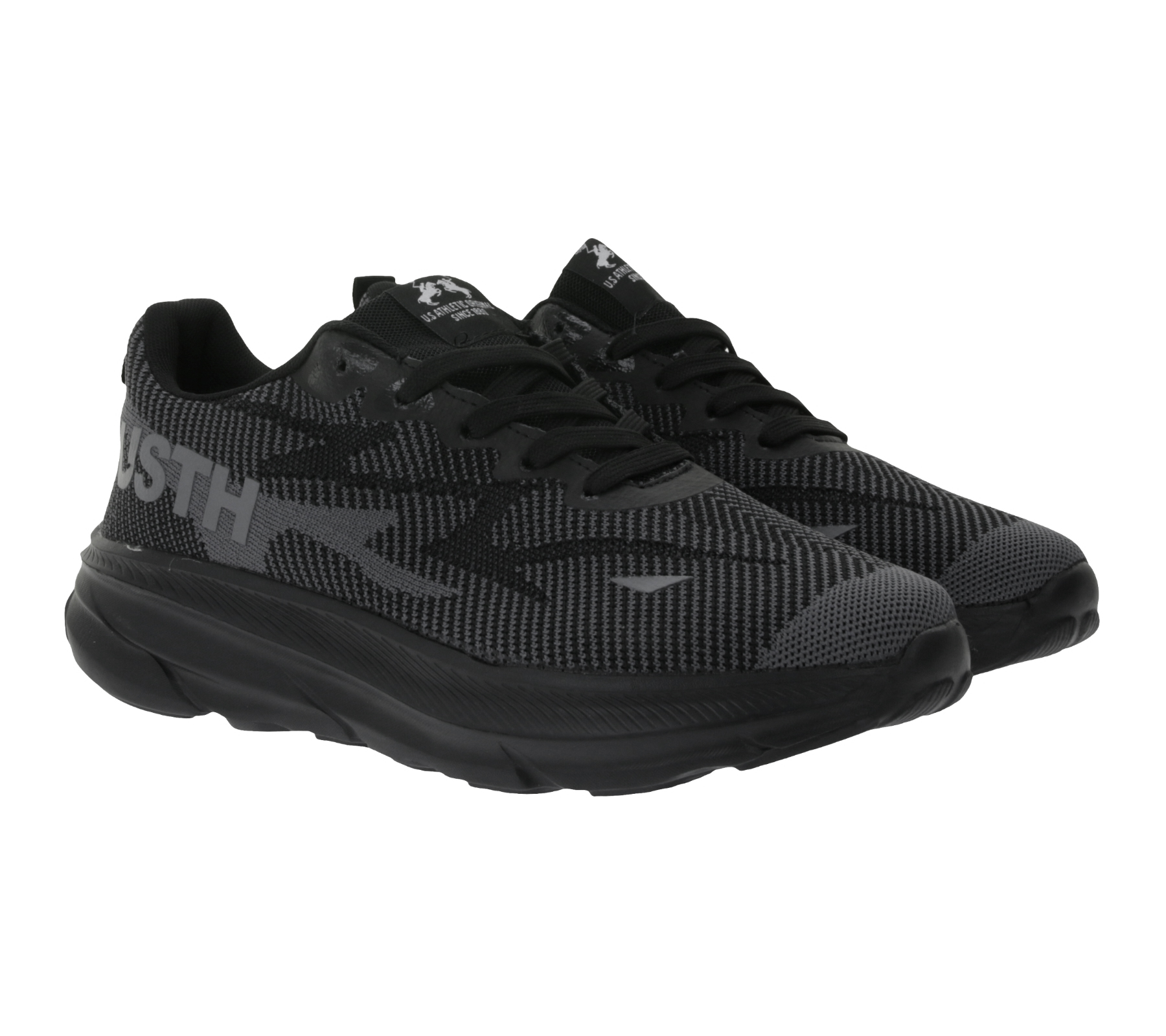 U.S ATHLETIC Nitro Herren Freizeit-Sneaker mit "USTH"-Print Schnür-Schuhe Turnschuhe Schwarz von U.S ATHLETIC
