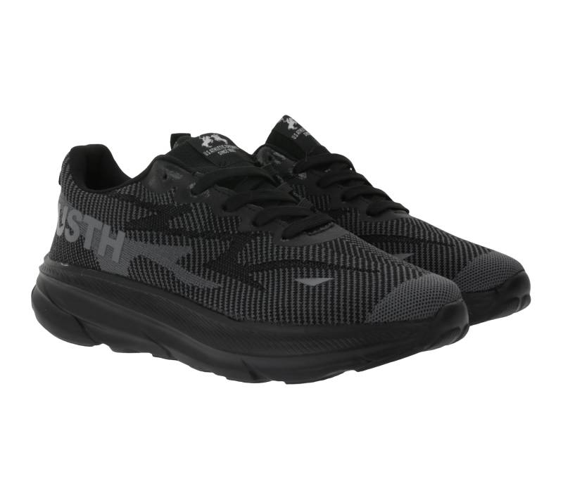 U.S ATHLETIC Nitro Herren Freizeit-Sneaker mit "USTH"-Print Schnür-Schuhe Turnschuhe Schwarz von U.S ATHLETIC