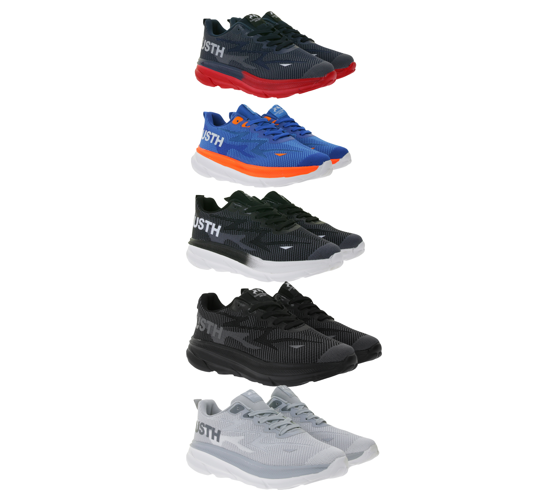 U.S ATHLETIC Nitro Herren Freizeit-Sneaker mit "USTH"-Print Schnür-Schuhe Turnschuhe in Navy/Rot, Schwarz, Blau/Neon-Orange/Weiß, Schwarz/Weiß oder Grau/Weiß von U.S ATHLETIC