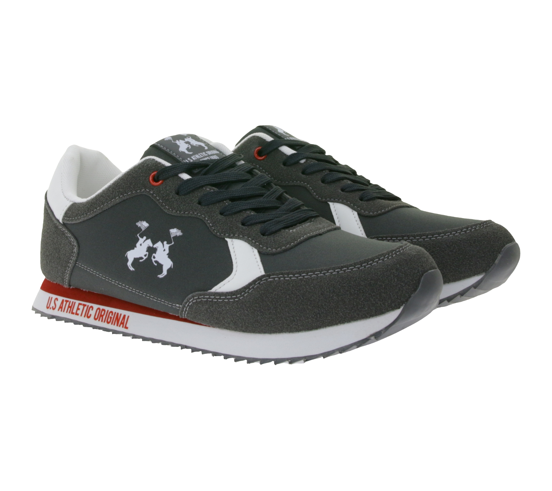U.S ATHLETIC Speed Run Herren Sport-Sneaker in Canvas-Wildlederoptik Schnür-Schuhe Turnschuhe Dunkel-Grau von U.S ATHLETIC