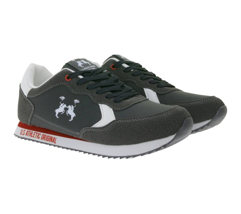 U.S ATHLETIC Speed Run Herren Sport-Sneaker in Canvas-Wildlederoptik Schnür-Schuhe Turnschuhe Dunkel-Grau von U.S ATHLETIC