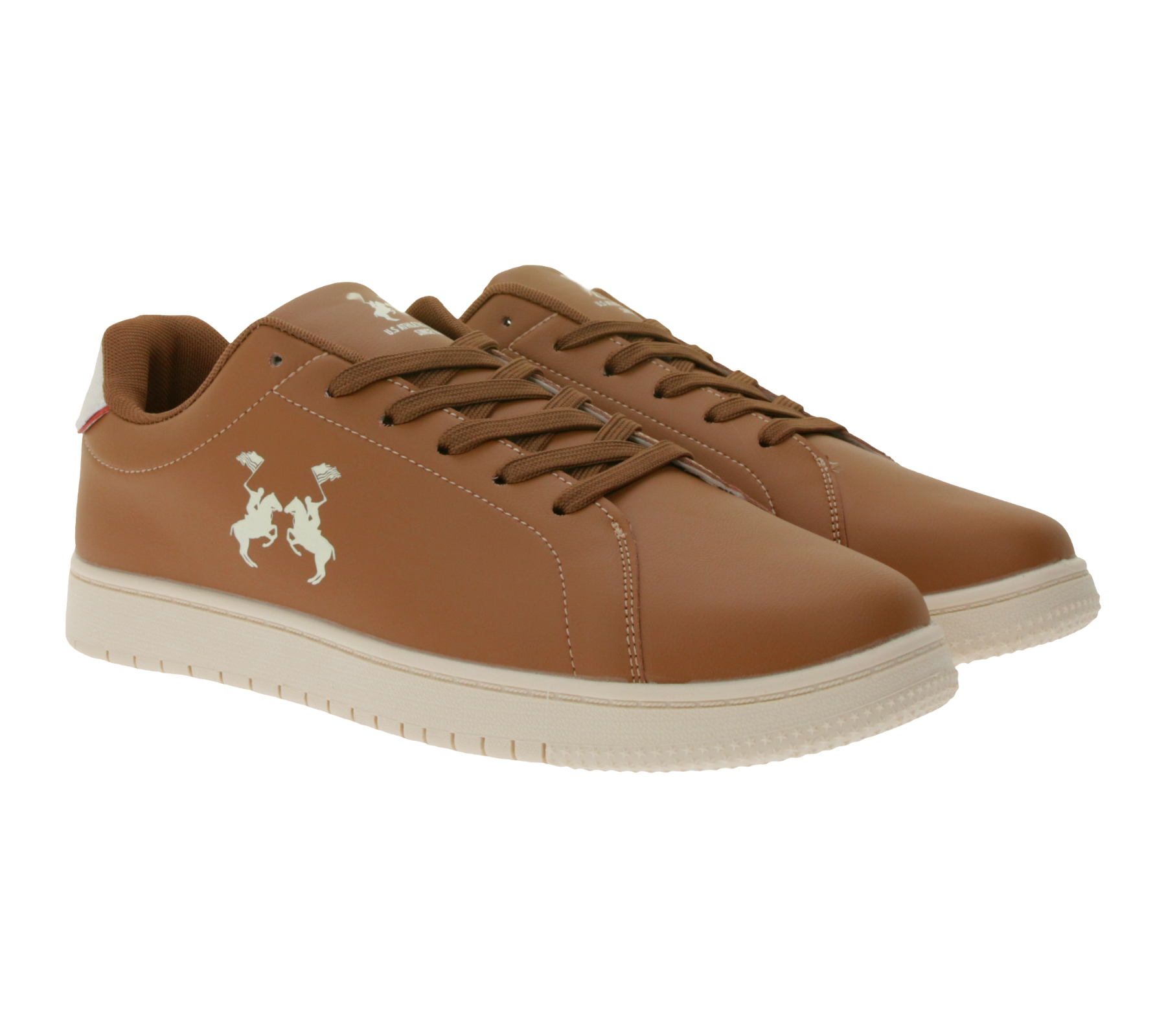 U.S ATHLETIC Street Herren City-Sneaker mit Logo-Print Schnür-Schuhe Turnschuhe Braun von U.S ATHLETIC