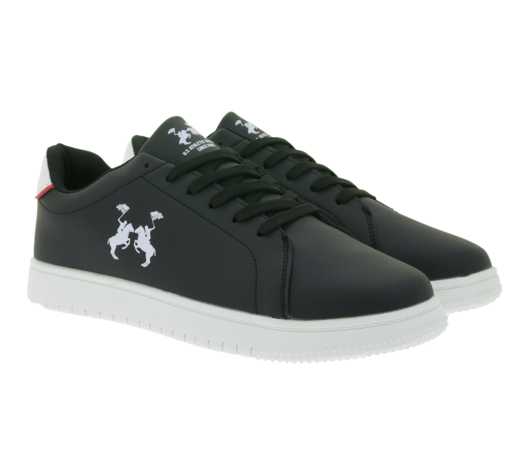 U.S ATHLETIC Street Herren City-Sneaker mit Logo-Print Schnür-Schuhe Turnschuhe Schwarz von U.S ATHLETIC