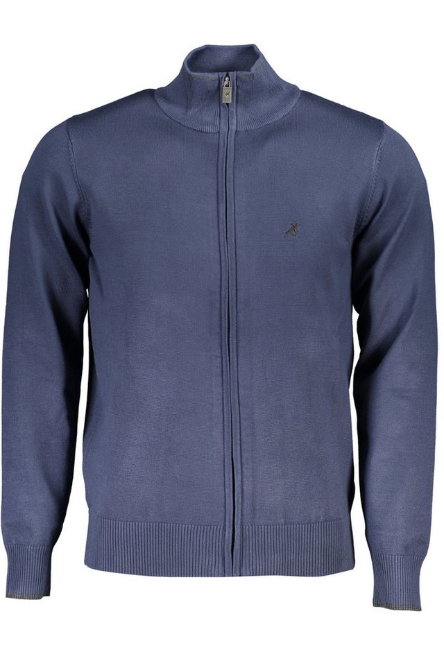 U.S. GRAND POLO Strickpullover Eleganter Herren-Cardigan: Blaue Strickjacke mit Kontrastdetails von U.S. GRAND POLO