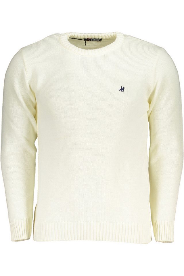 U.S. GRAND POLO Strickpullover Eleganter Herrenpullover Weiß mit Rundhals & Stickerei-Details von U.S. GRAND POLO