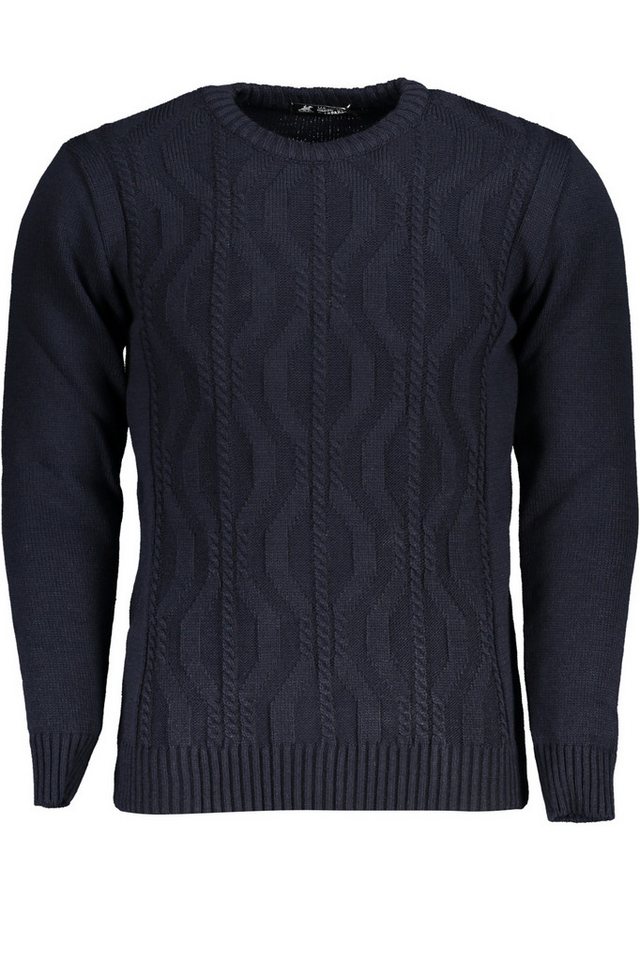 U.S. GRAND POLO Strickpullover Eleganter Herrenpullover in Blau mit Zopfmuster und Kontrastdetails von U.S. GRAND POLO