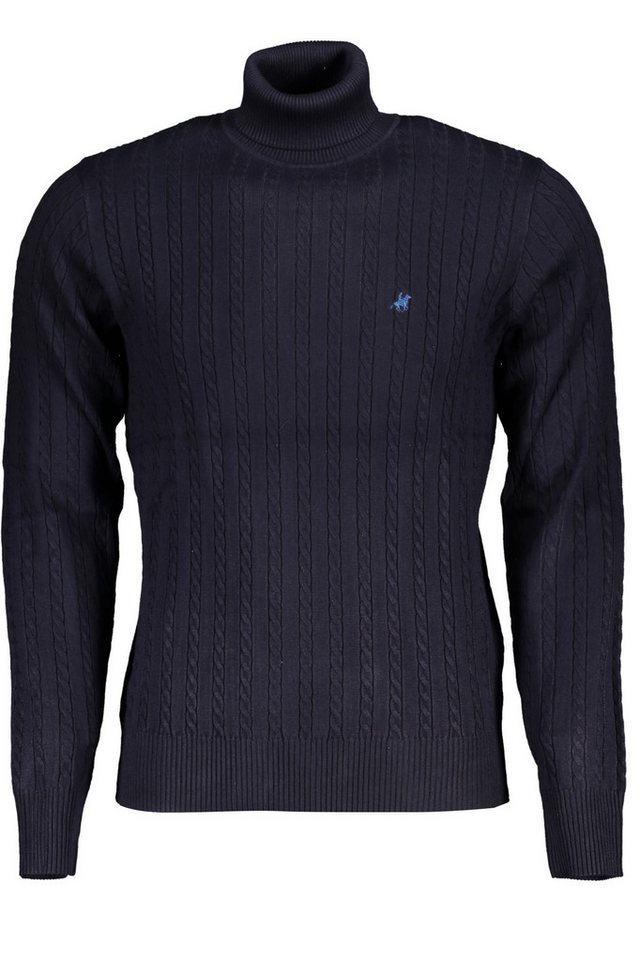 U.S. GRAND POLO Strickpullover Eleganter Herrenpullover in Blau mit Zopfmuster und Stickerei von U.S. GRAND POLO