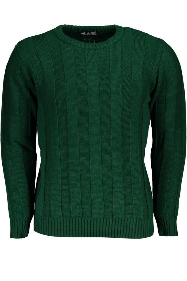U.S. GRAND POLO Strickpullover Eleganter Herrenpullover in Grün mit Kontrastdetails und Rundhalsauss von U.S. GRAND POLO