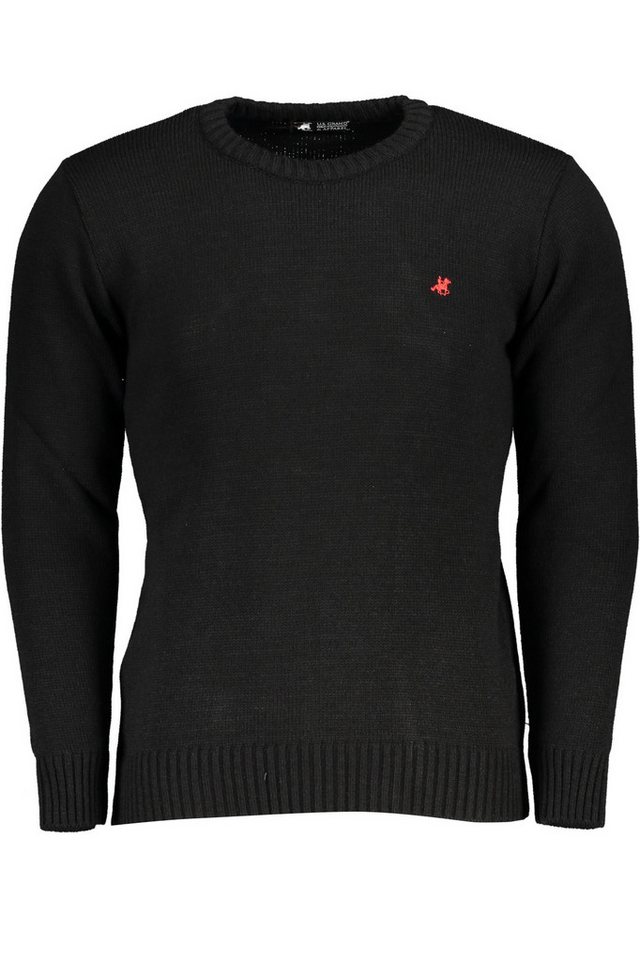 U.S. GRAND POLO Strickpullover Eleganter Herrenpullover in Schwarz mit Rundhals & Stickerei-Details von U.S. GRAND POLO