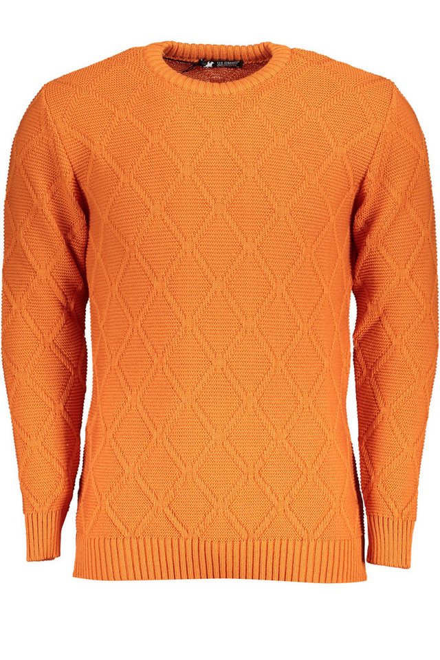 U.S. GRAND POLO Strickpullover Eleganter Orange Herrenpullover mit Rhombenmuster und Rundhals von U.S. GRAND POLO
