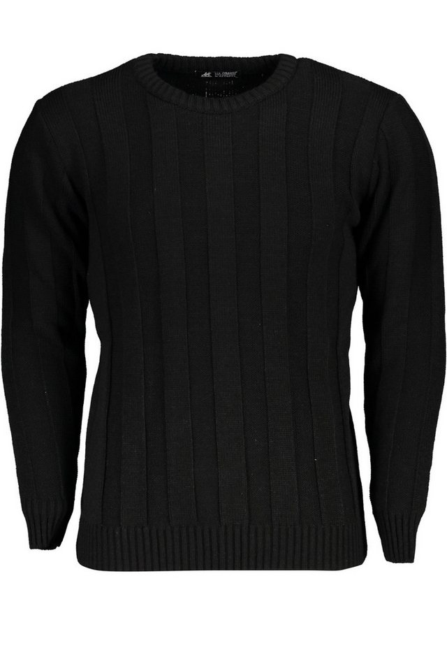 U.S. GRAND POLO Strickpullover Eleganter Schwarzer Herrenpullover mit Kontrastdetails & Logo von U.S. GRAND POLO