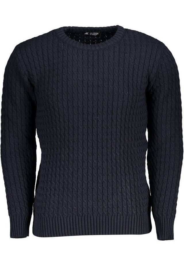 U.S. GRAND POLO Strickpullover Eleganter blauer Herren Strickpullover – Zopfmuster & Rundhals von U.S. GRAND POLO