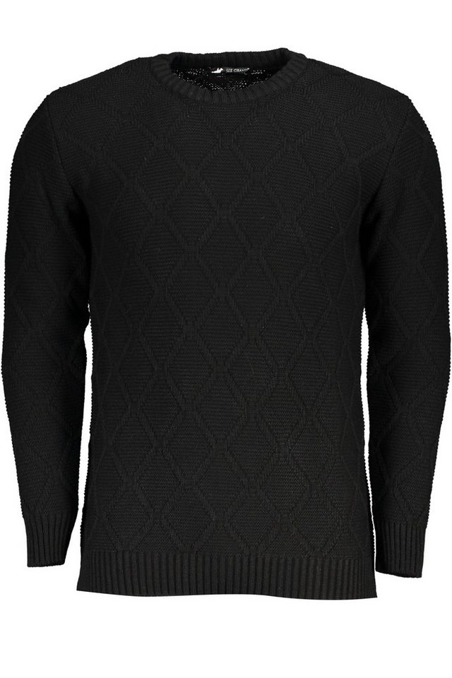 U.S. GRAND POLO Strickpullover Eleganter schwarzer Herrenpullover mit Rauten & Rundhalsausschnitt von U.S. GRAND POLO