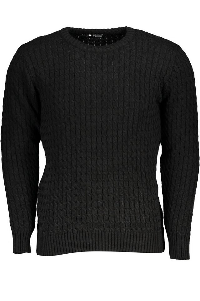 U.S. GRAND POLO Strickpullover Eleganter schwarzer Herrenpullover mit Zopfmuster und Rundhalsausschni von U.S. GRAND POLO