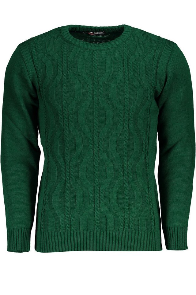 U.S. GRAND POLO Strickpullover Grüner Herren Pullover mit Zopfmuster und Kontrastdetails - Langarm von U.S. GRAND POLO