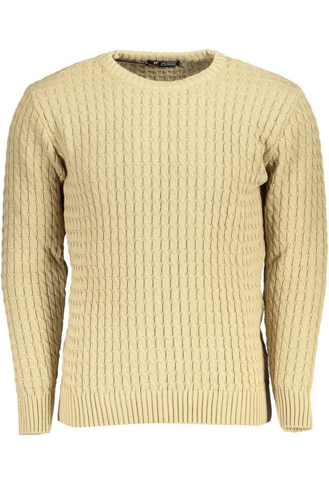 U.S. GRAND POLO Strickpullover Herrenpullover Beige Zopfmuster Rundhals – Eleganter Stil mit Logo von U.S. GRAND POLO