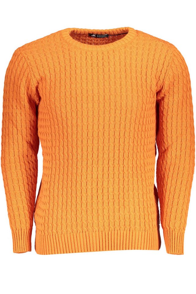 U.S. GRAND POLO Strickpullover Herrenpullover Orange mit Rundhals & Zopfmuster – Eleganter Stil von U.S. GRAND POLO